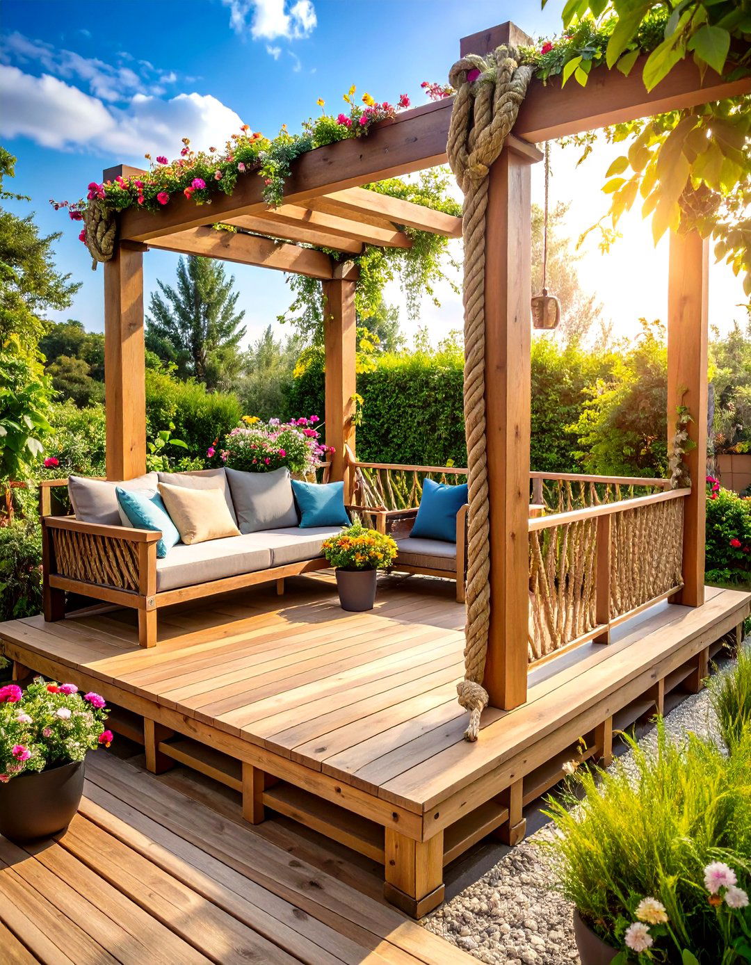 Rustic Pallet Deck with Fire Pit - 30 pallet deck ideas