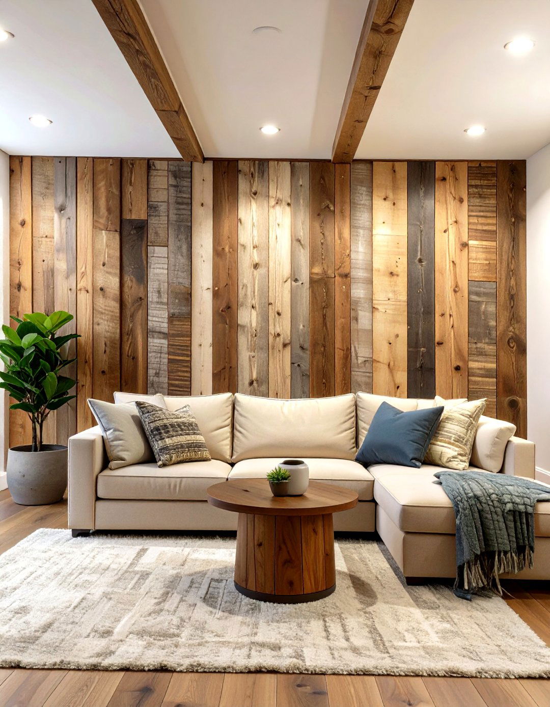 Rustic Reclaimed Wood Accent Wall - 30 basement wall ideas not drywall