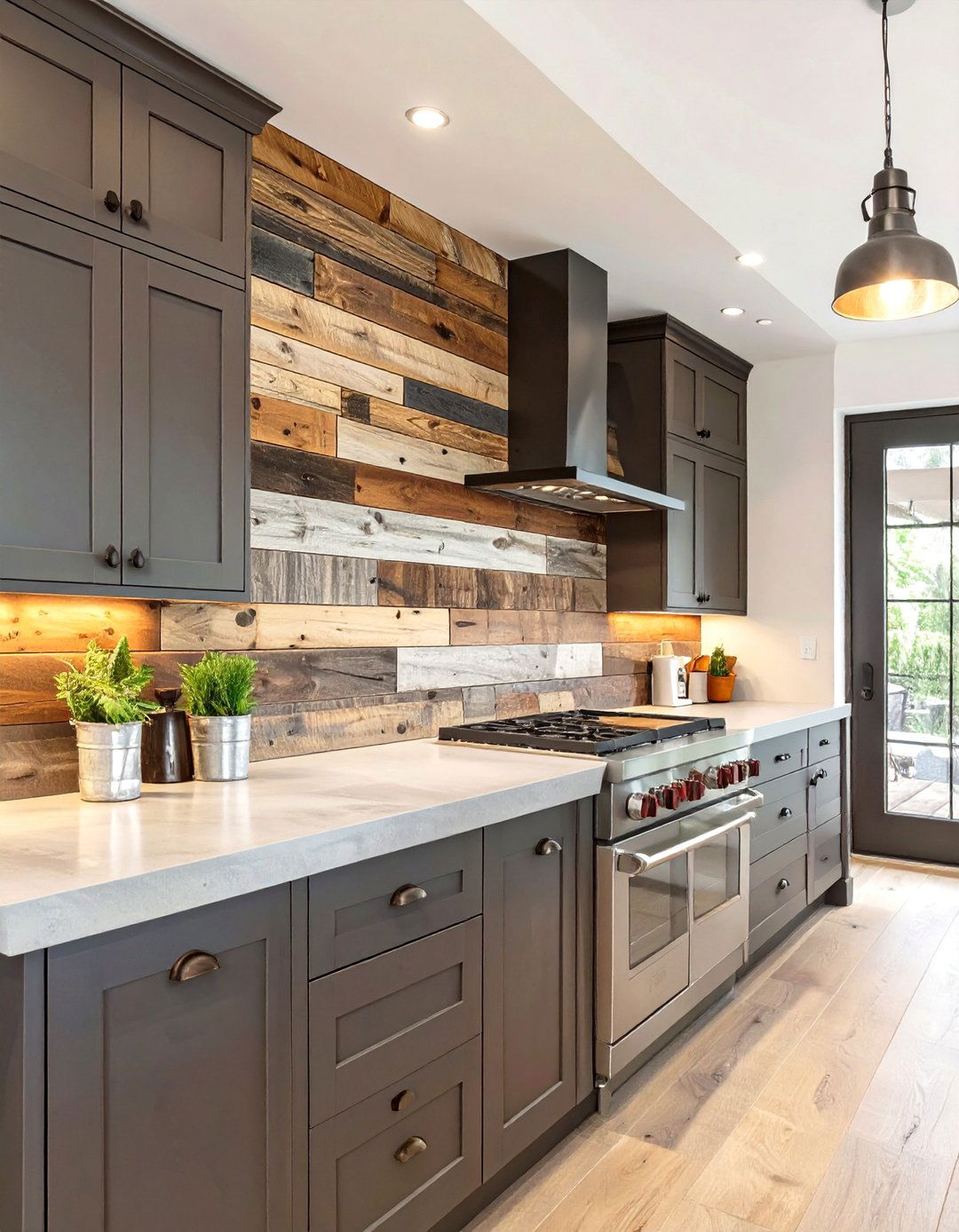 Rustic Reclaimed Wood Backsplash - 30 diy backsplash ideas