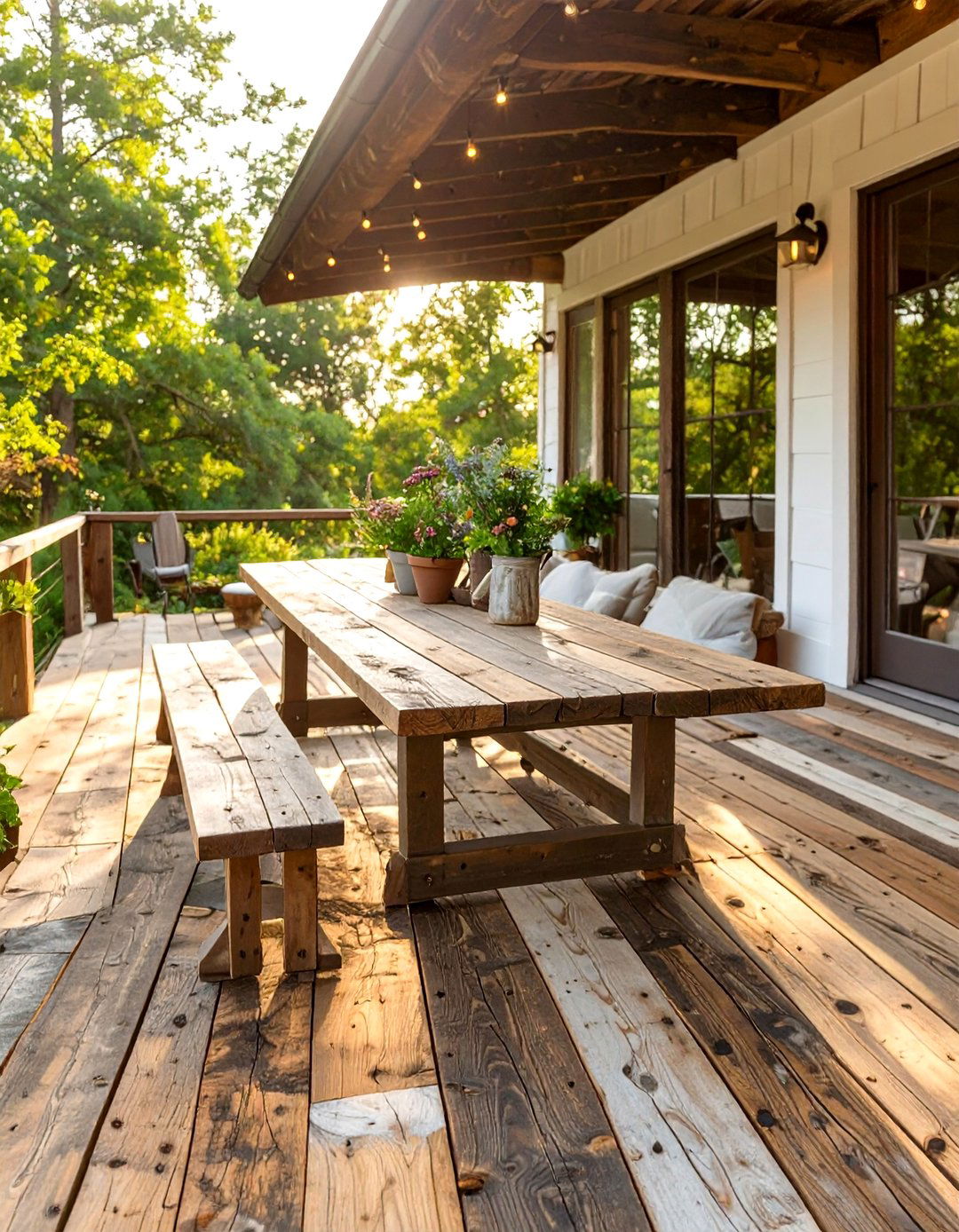 Rustic Reclaimed Wood Deck - 30 deck floor covering ideas