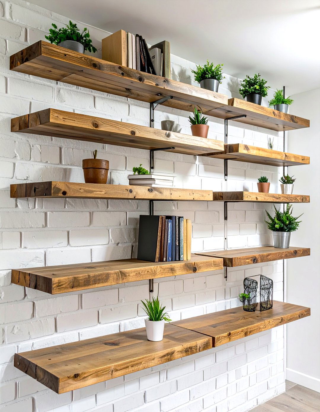 Rustic Reclaimed Wood Floating Shelves - 30 basement shelving ideas