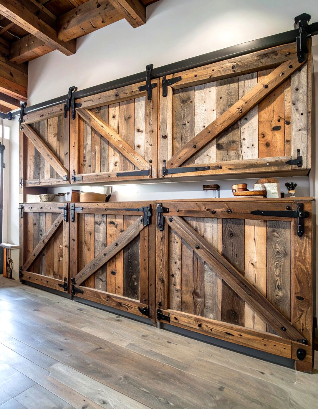 Rustic Reclaimed Wood Garage Cabinets - 30 garage cabinets ideas