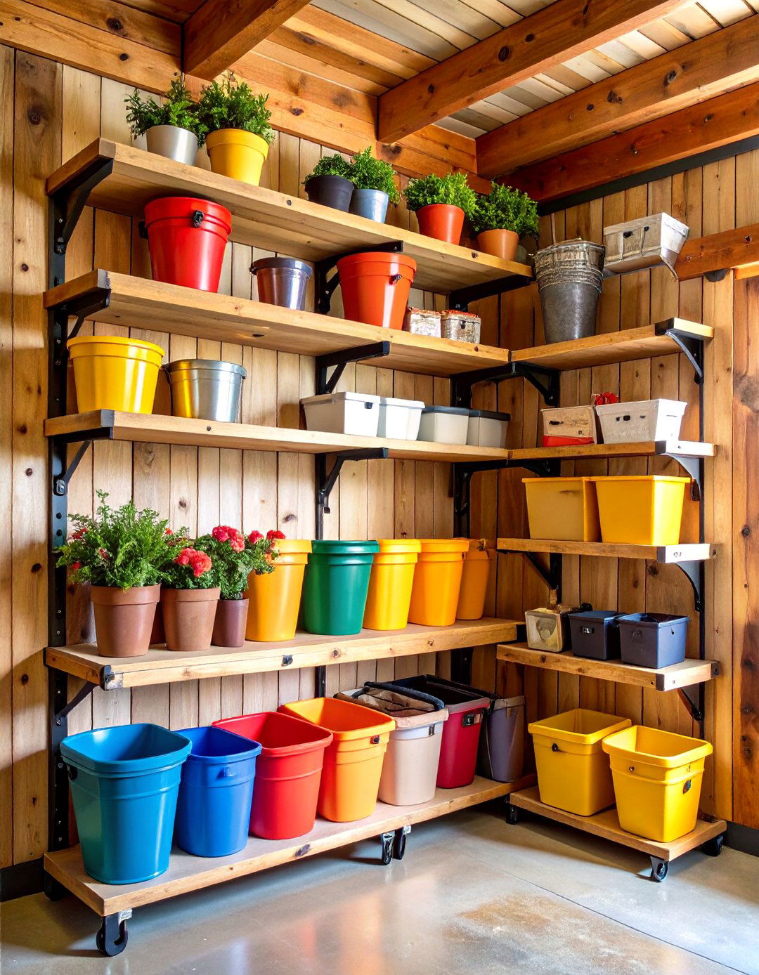 Rustic Reclaimed Wood Garage Shelves - 30 garage shelf ideas