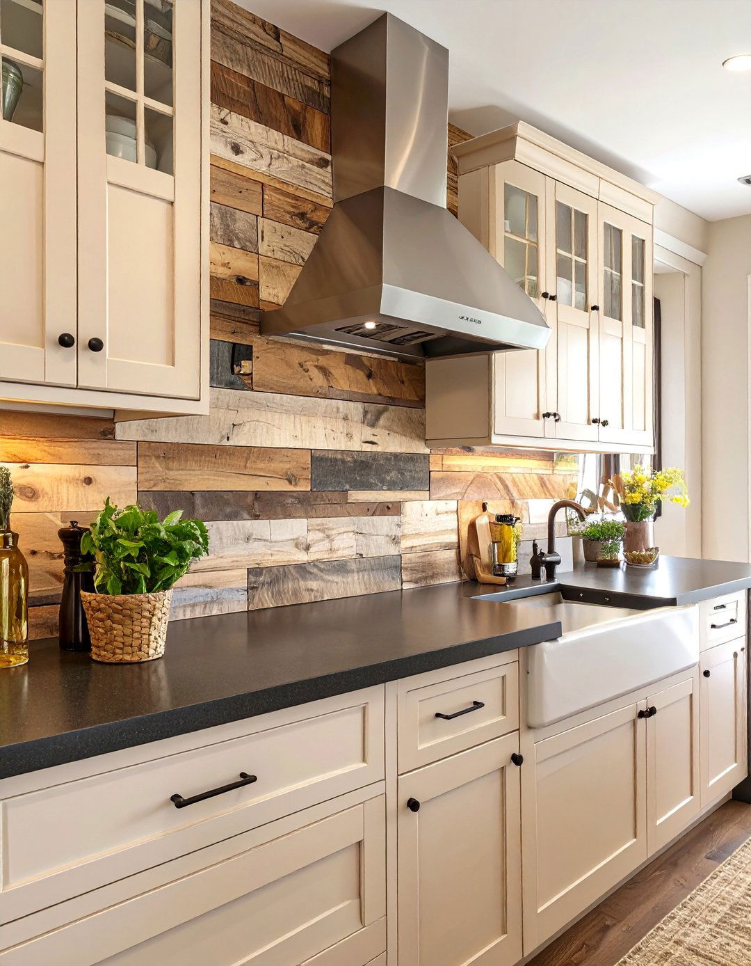 Rustic Reclaimed Wood Kitchen Backsplash - 30 backsplash kitchen ideas