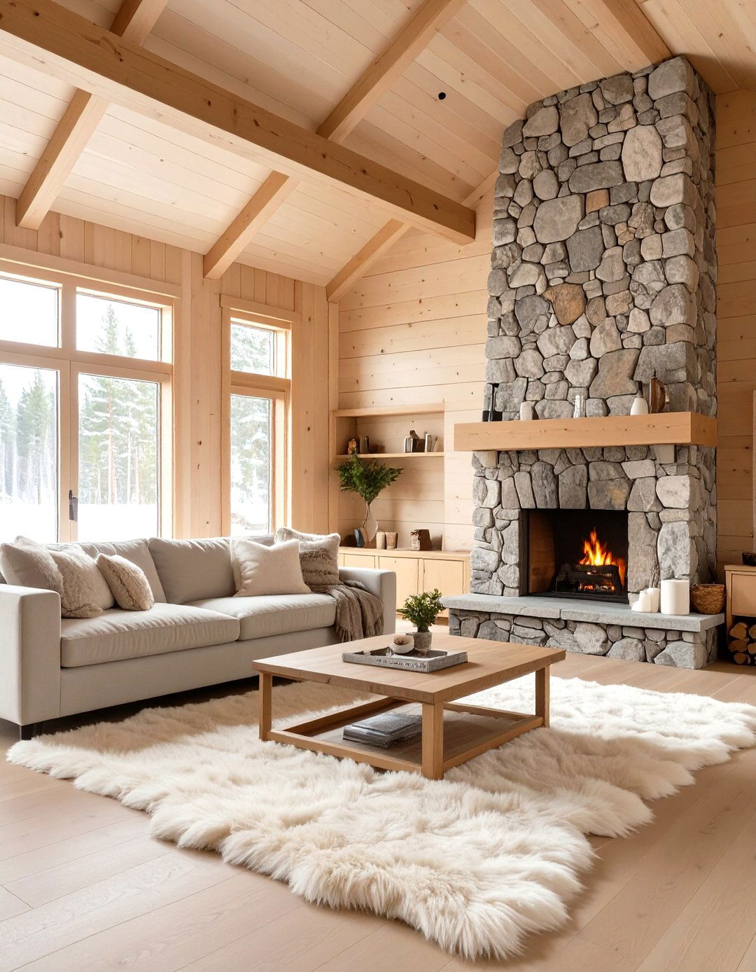 Rustic Scandinavian Cabin Living Area - 30 interior design help ideas