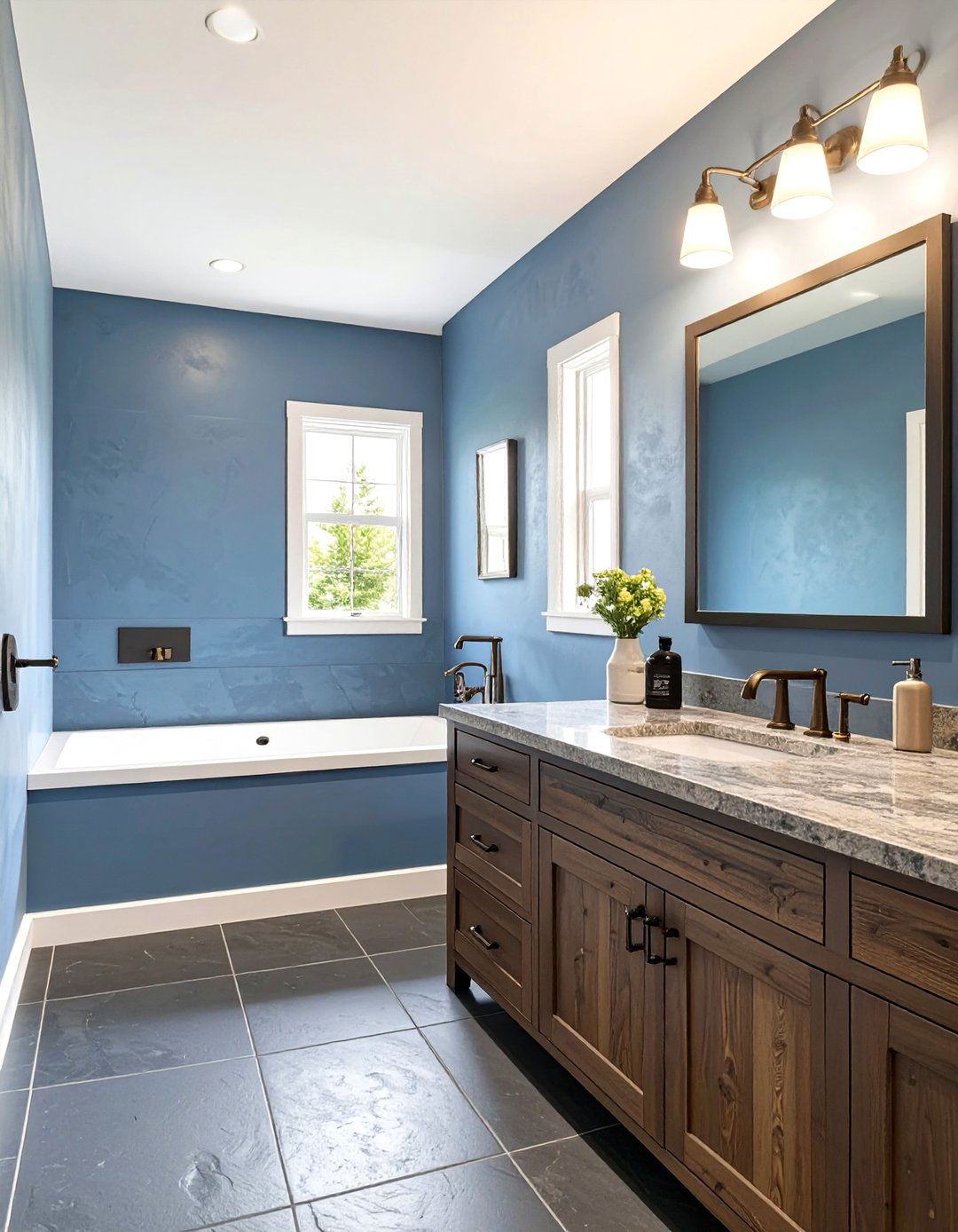 Rustic Slate Blue Bathroom - 30 blue bathroom ideas