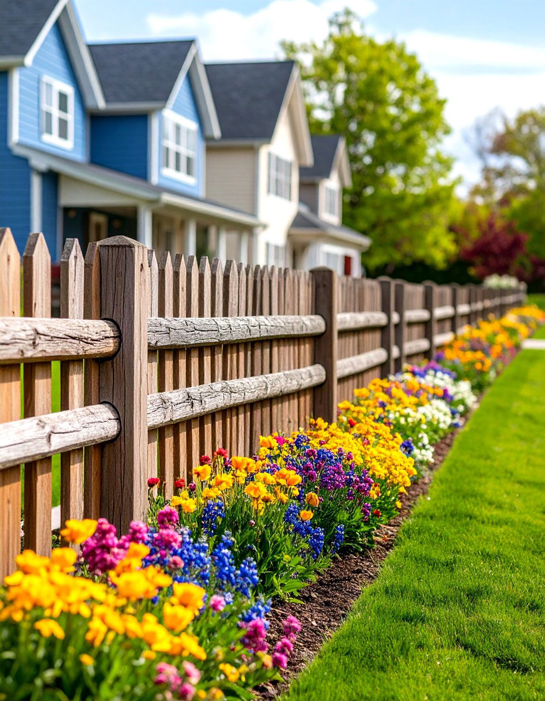 Rustic Split Rail Fence - 30 front yard fence ideas
