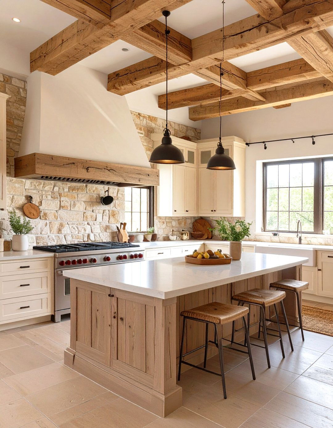 Rustic Stone Wall Kitchen - 30 french country kitchen ideas