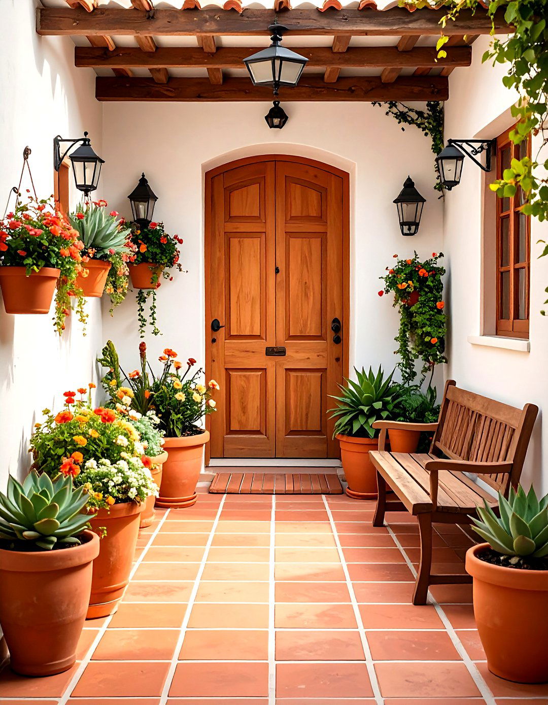 Rustic Terracotta Entryway Tile - 30 entryway tile ideas