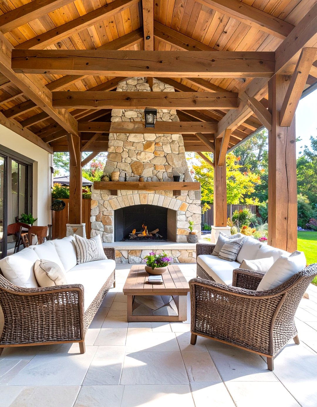 Rustic Timber Frame Covered Patio - 30 covered patio designs