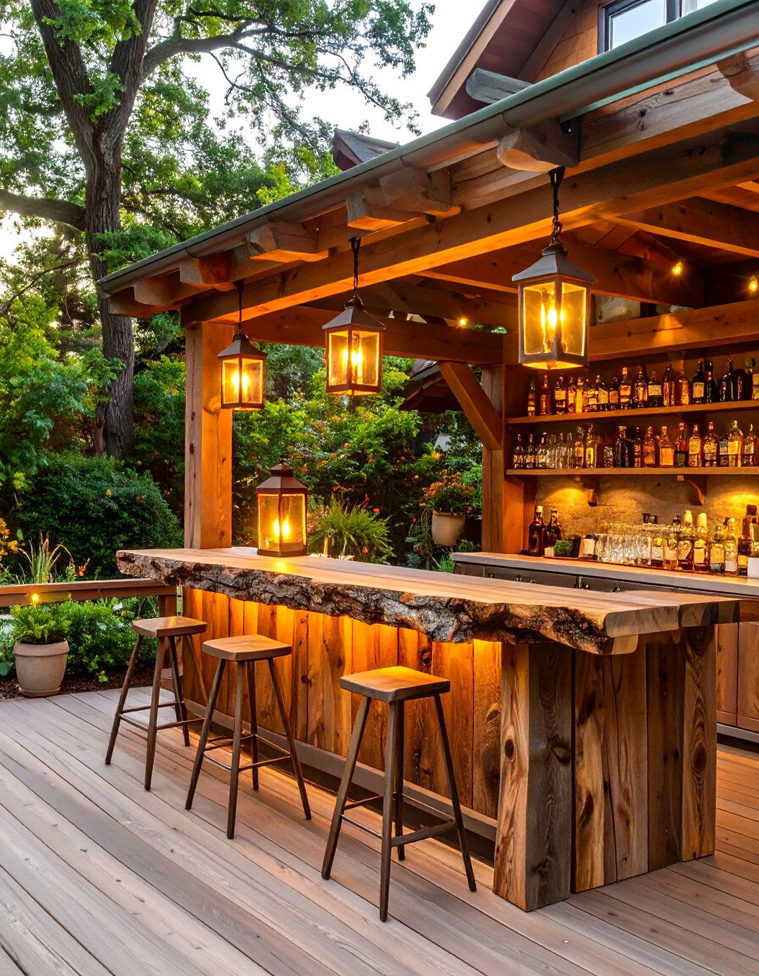 Rustic Timber Frame Deck Bar - 30 deck bar ideas