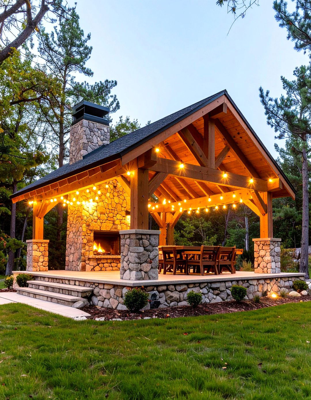 Rustic Timber Frame Gazebo - 30 backyard gazebo ideas