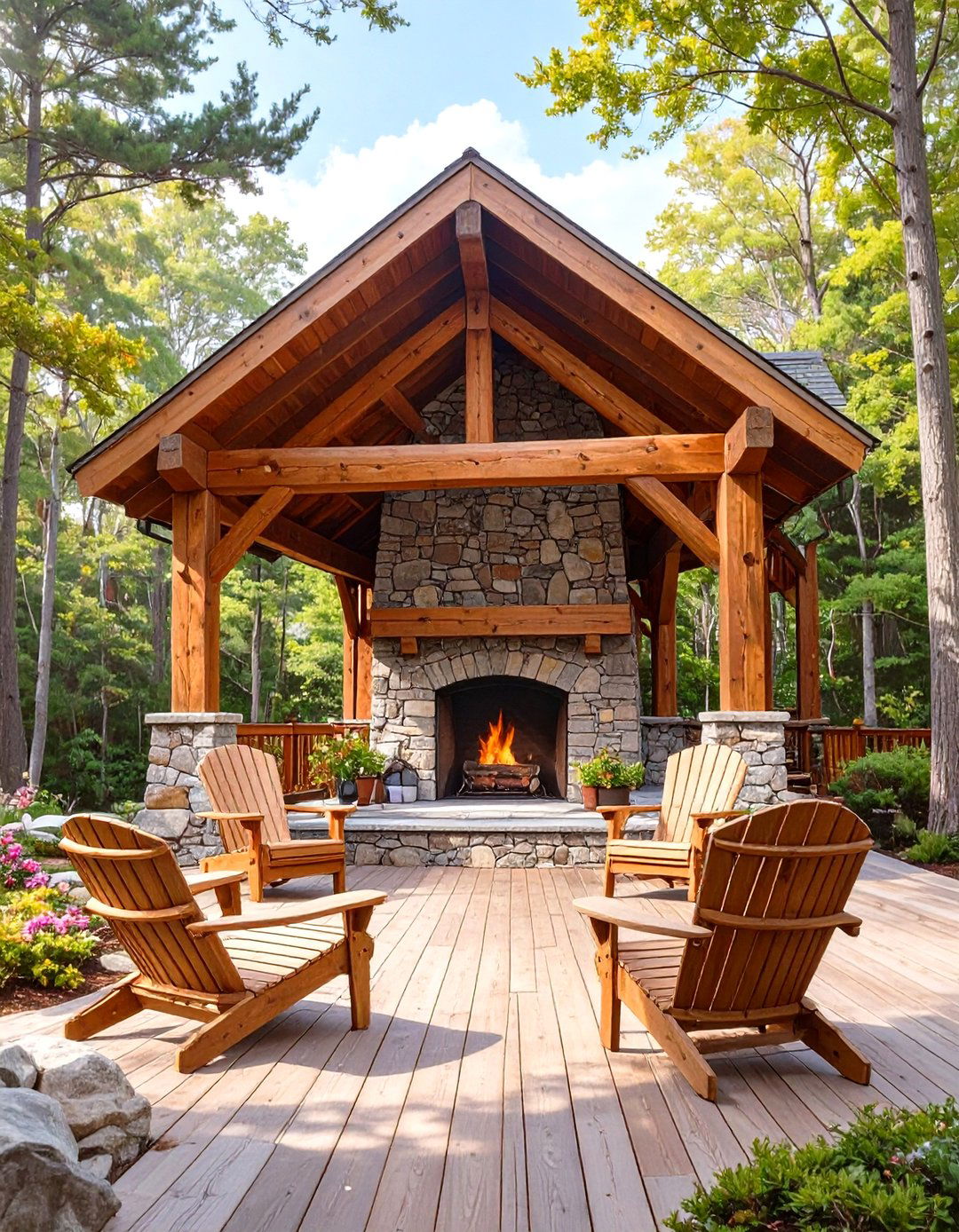 Rustic Timber Frame Pavilion Deck - 30 deck shade ideas