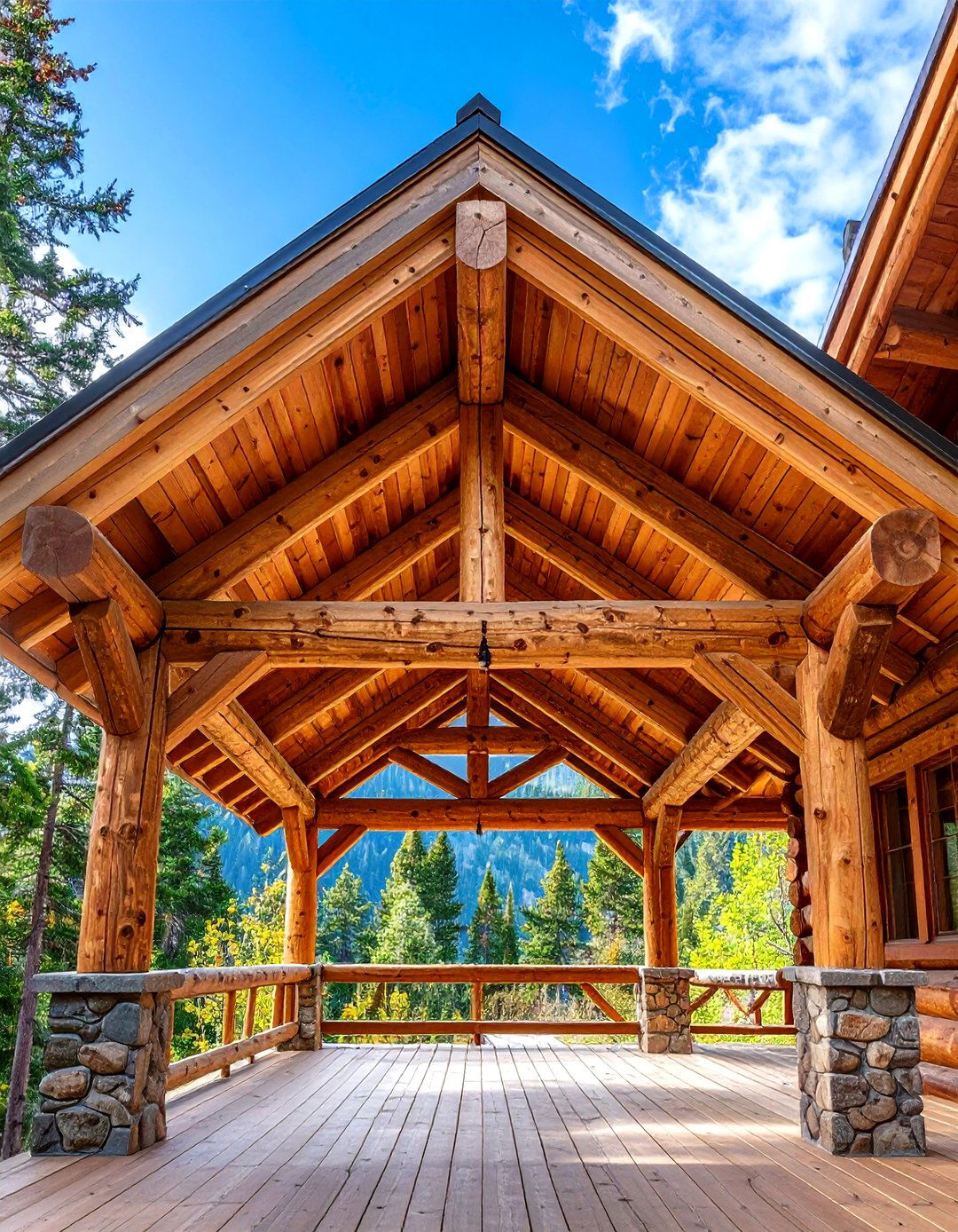 Rustic Timber Frame Porch Roof - 30 front porch roof ideas