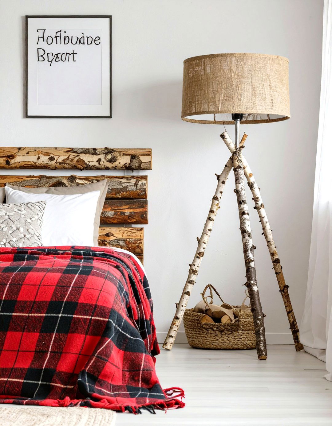 Rustic Tree Branch Floor Lamp for a Cabin Style Bedroom - 30 floor lamps for bedroom ideas