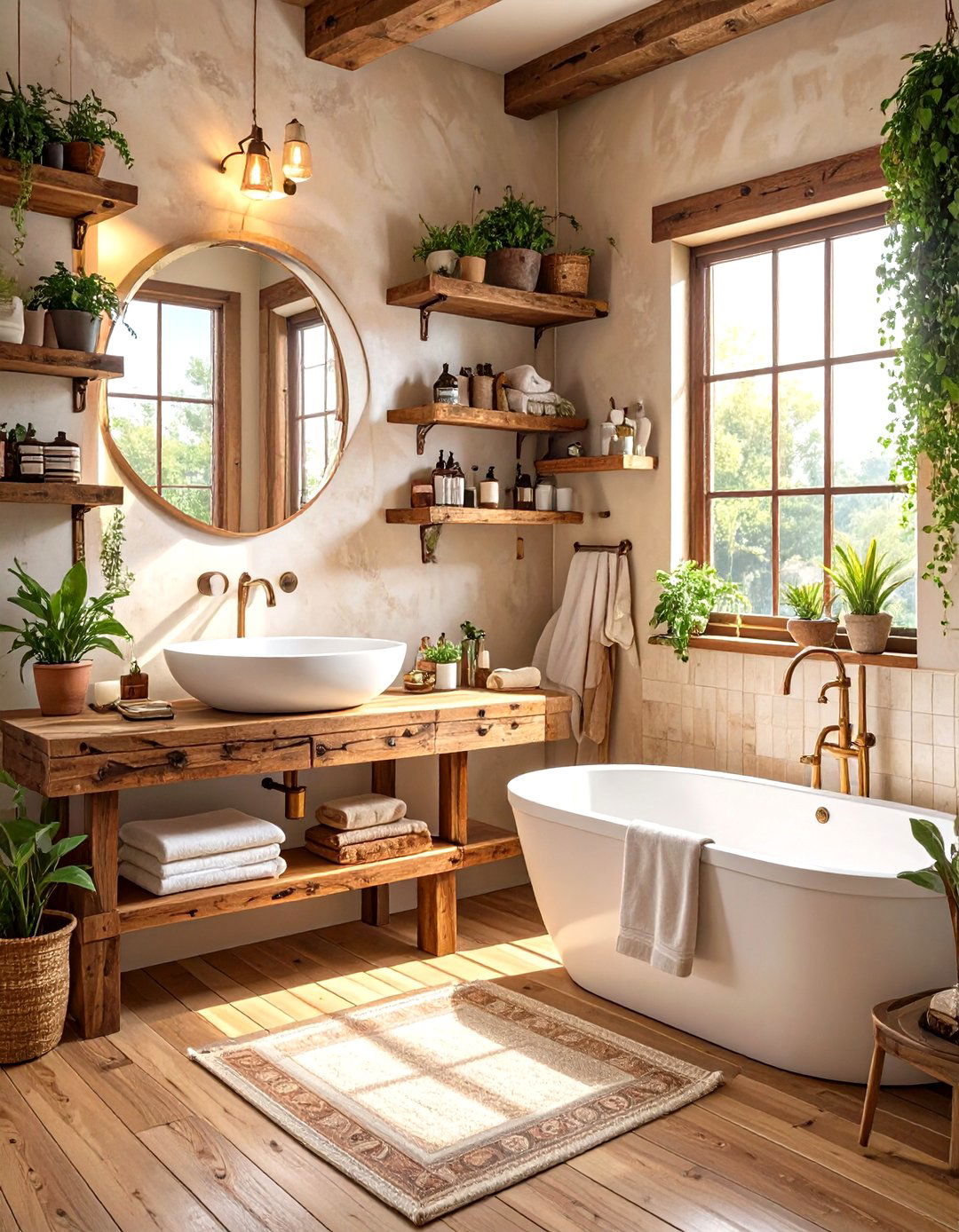 Rustic Wood Bathroom Shelves - 30 floating shelves bathroom ideas