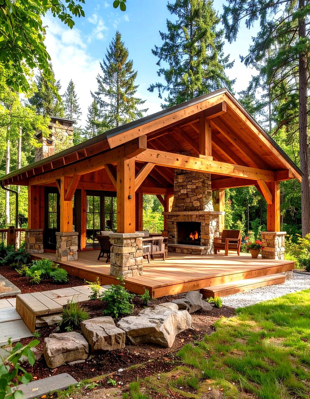 Rustic Wood Beam Patio Enclosure - 30 patio enclosure ideas