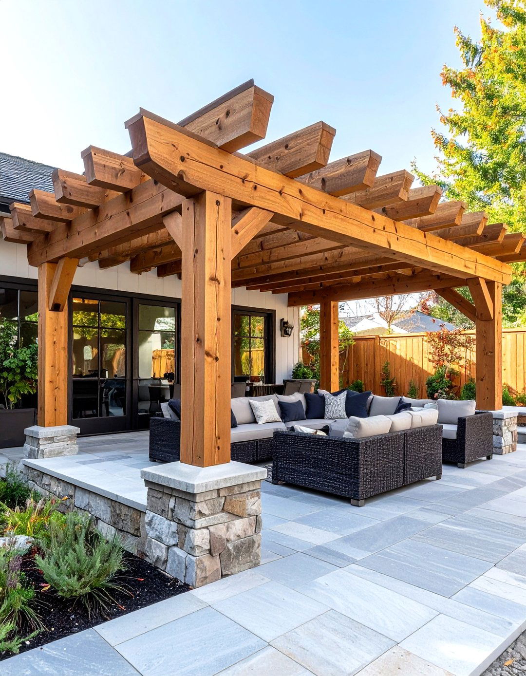 Rustic Wood Beam Patio Pergola - 30 pergola ideas for patio