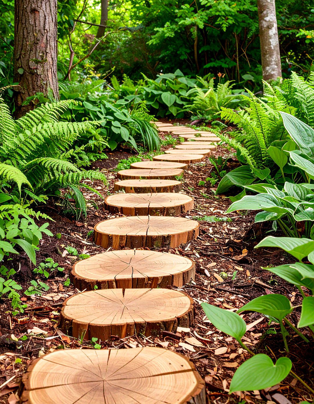 Rustic Wood Slice Garden Path - 30 garden path ideas