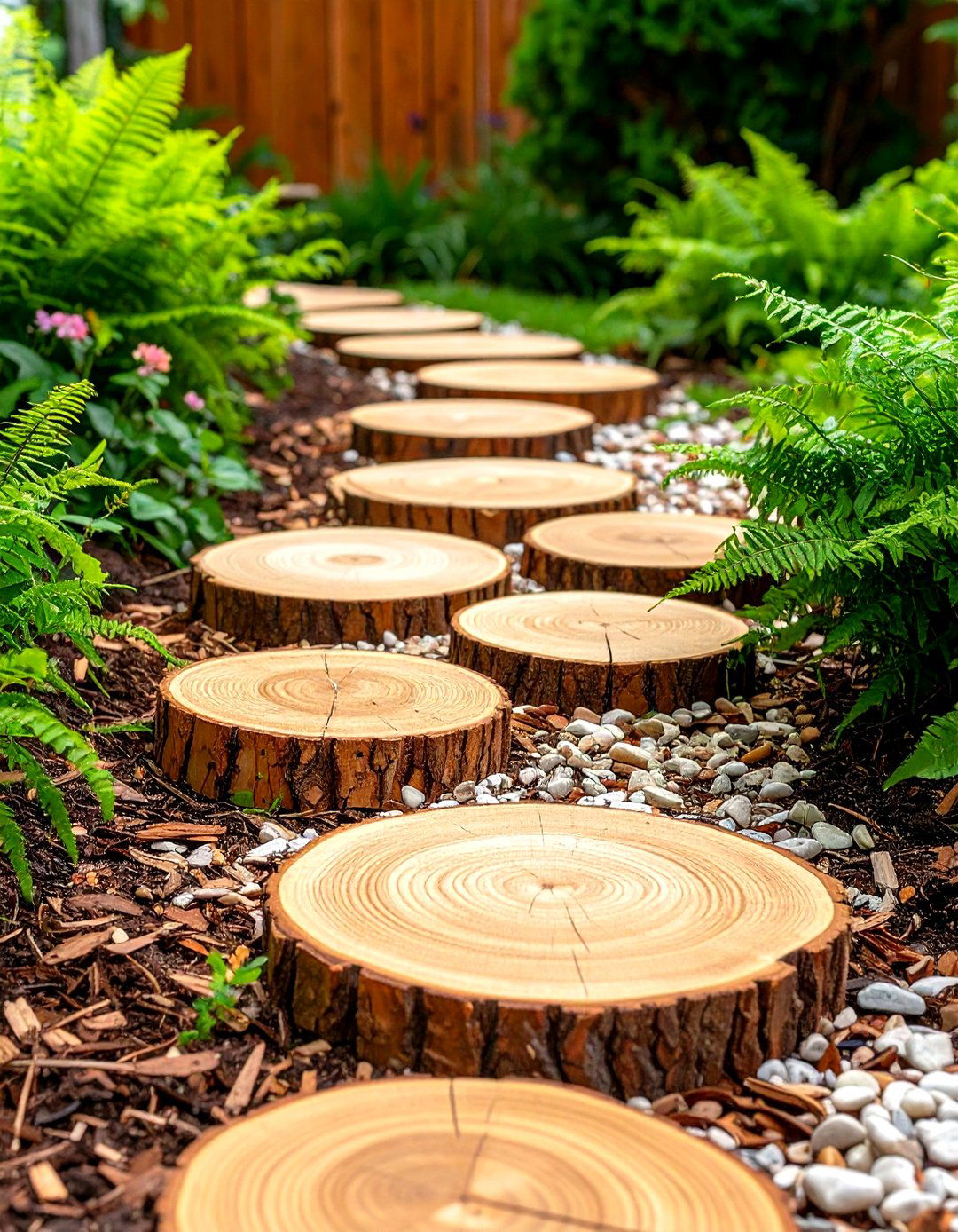 Rustic Wood Slice Walkway - 30 front yard walkway ideas