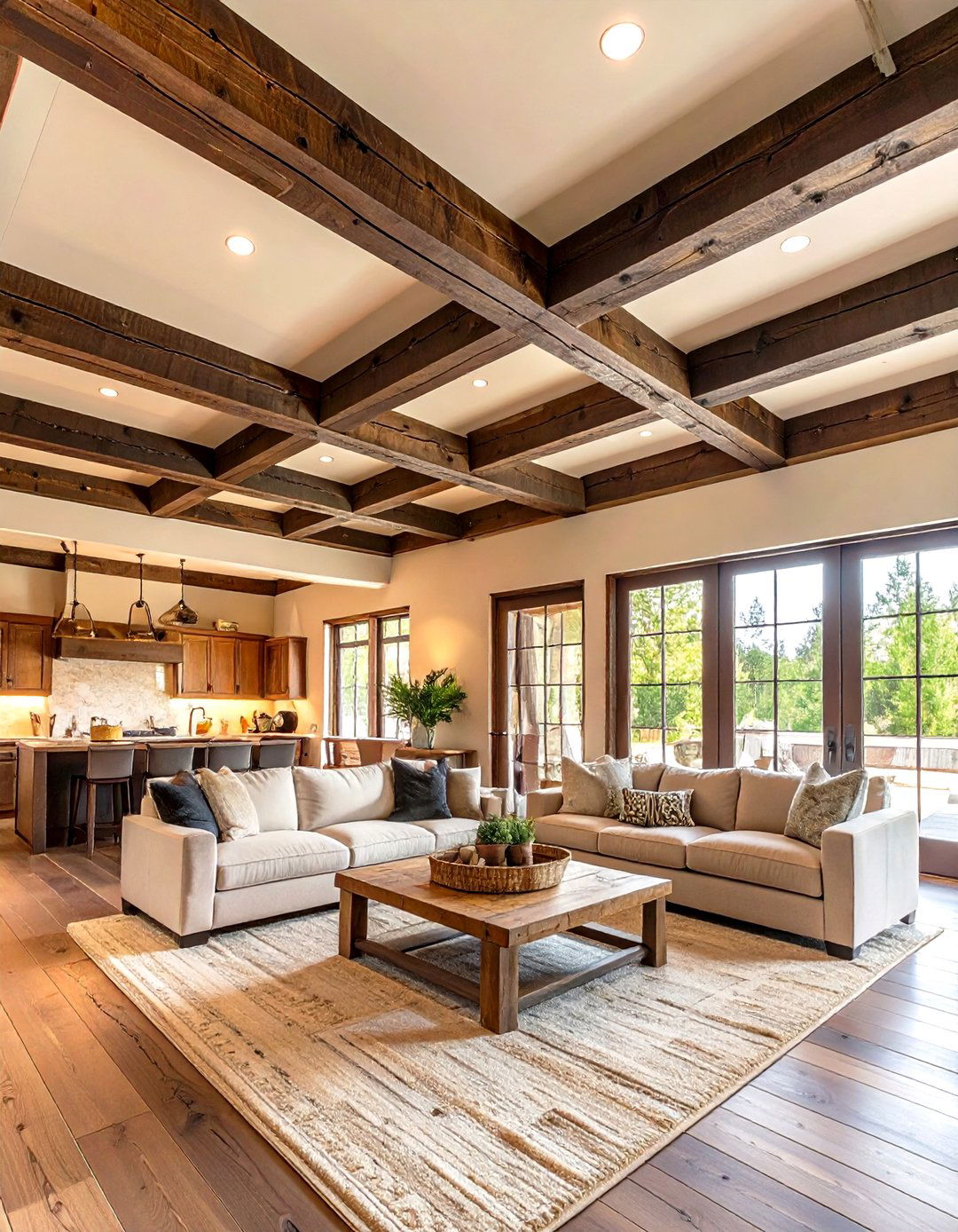 Rustic Wooden Ceiling Beams - 30 western living room ideas