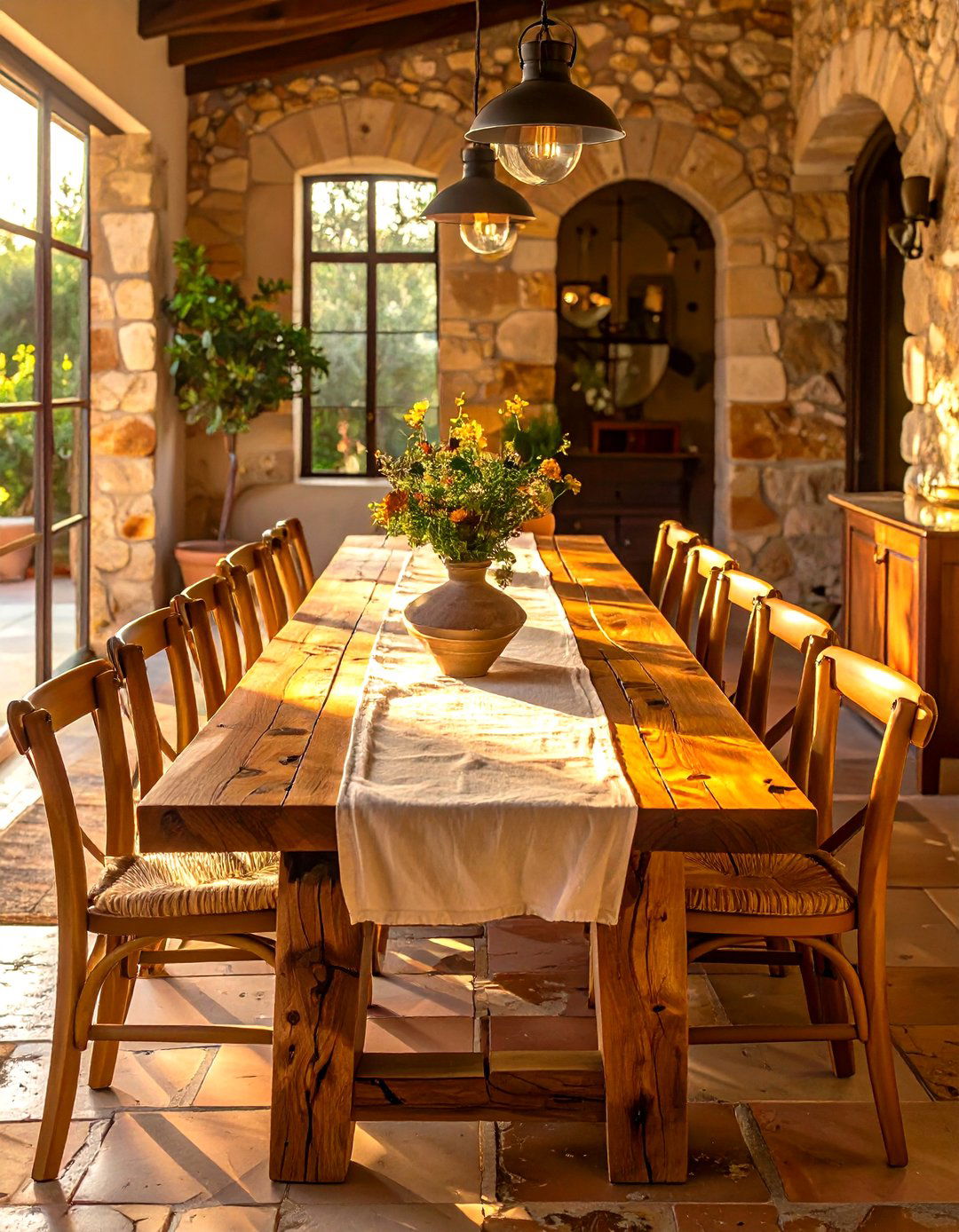 Rustic Wooden Dining Table - 30 tuscan interior design ideas