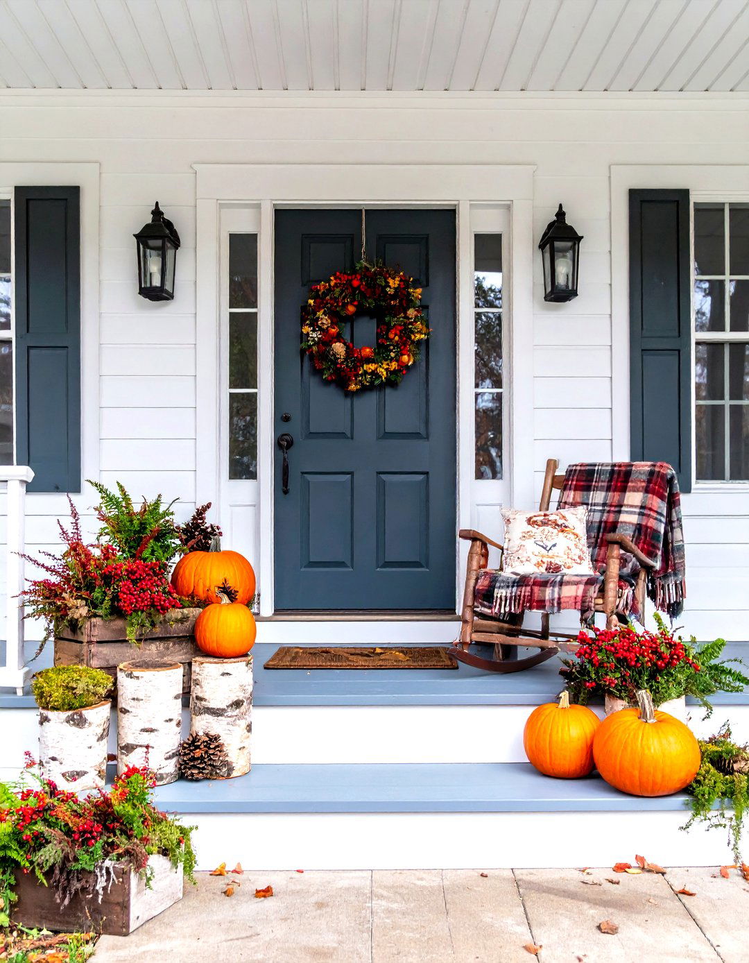 Rustic Woodland Front Porch - 30 front porch fall decorating ideas