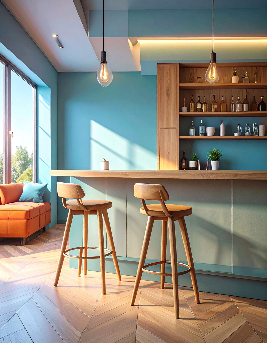 Saddle Stools for a Lean To Bar - 30 small home theater seating ideas