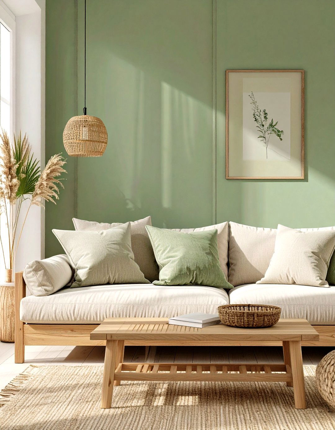 Sage Green Accent Wall - 30 sage green living room ideas