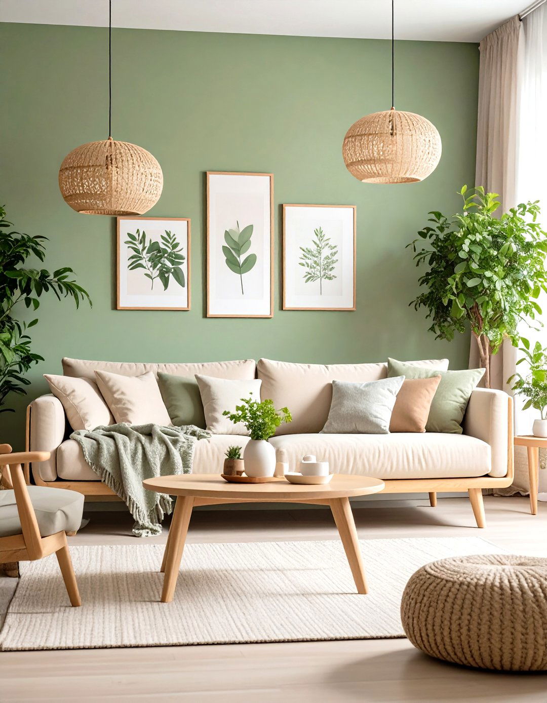 Sage Green Accent Wall For A Calming Living Room - 30 living room paint ideas with accent wall