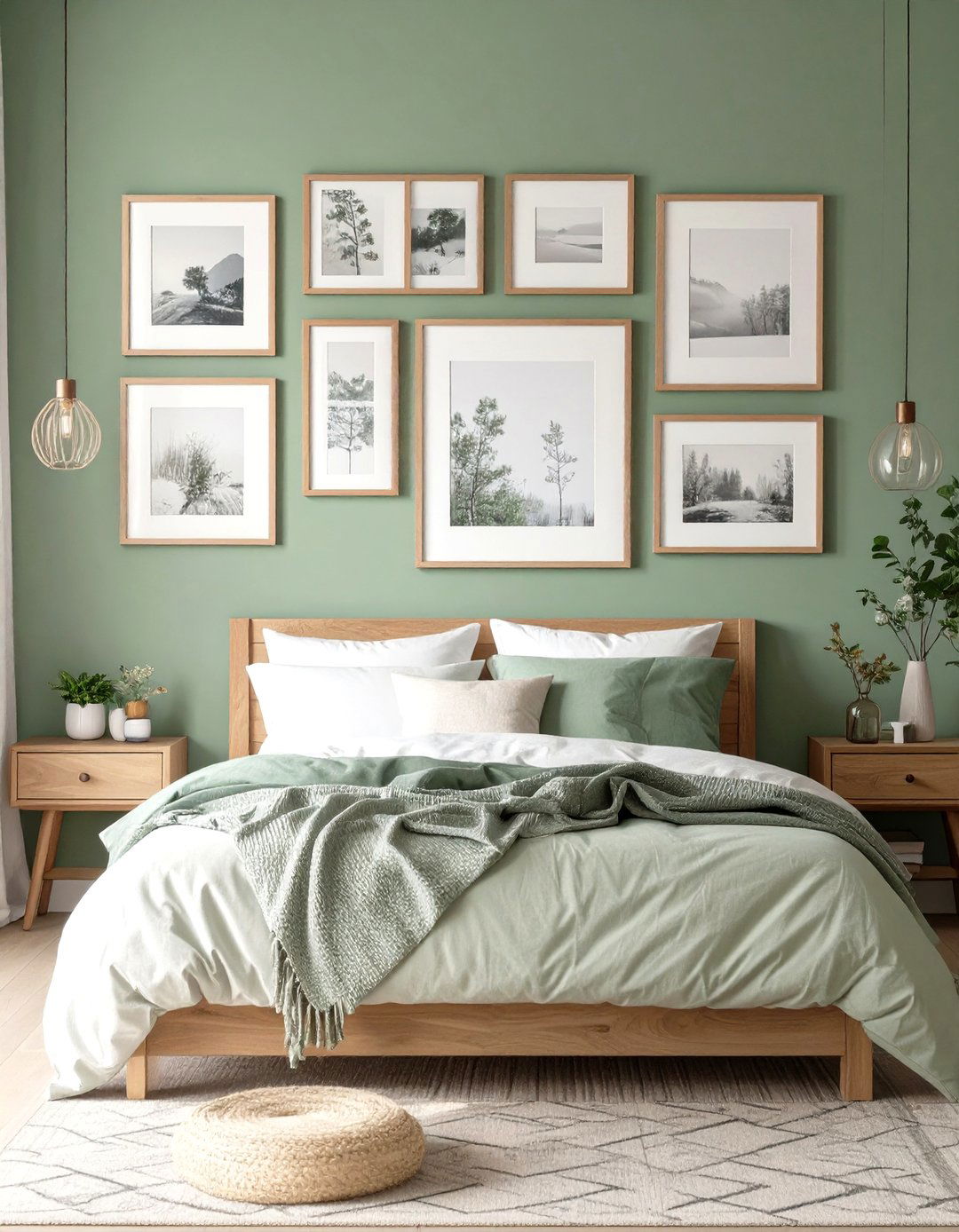 Sage Green Bedroom with a Gallery Wall - 30 sage green bedroom ideas