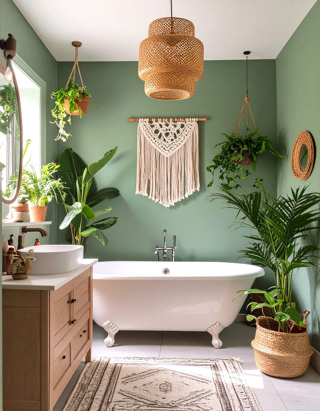 Sage Green Bohemian Bathroom Design - 30 sage green bathroom ideas