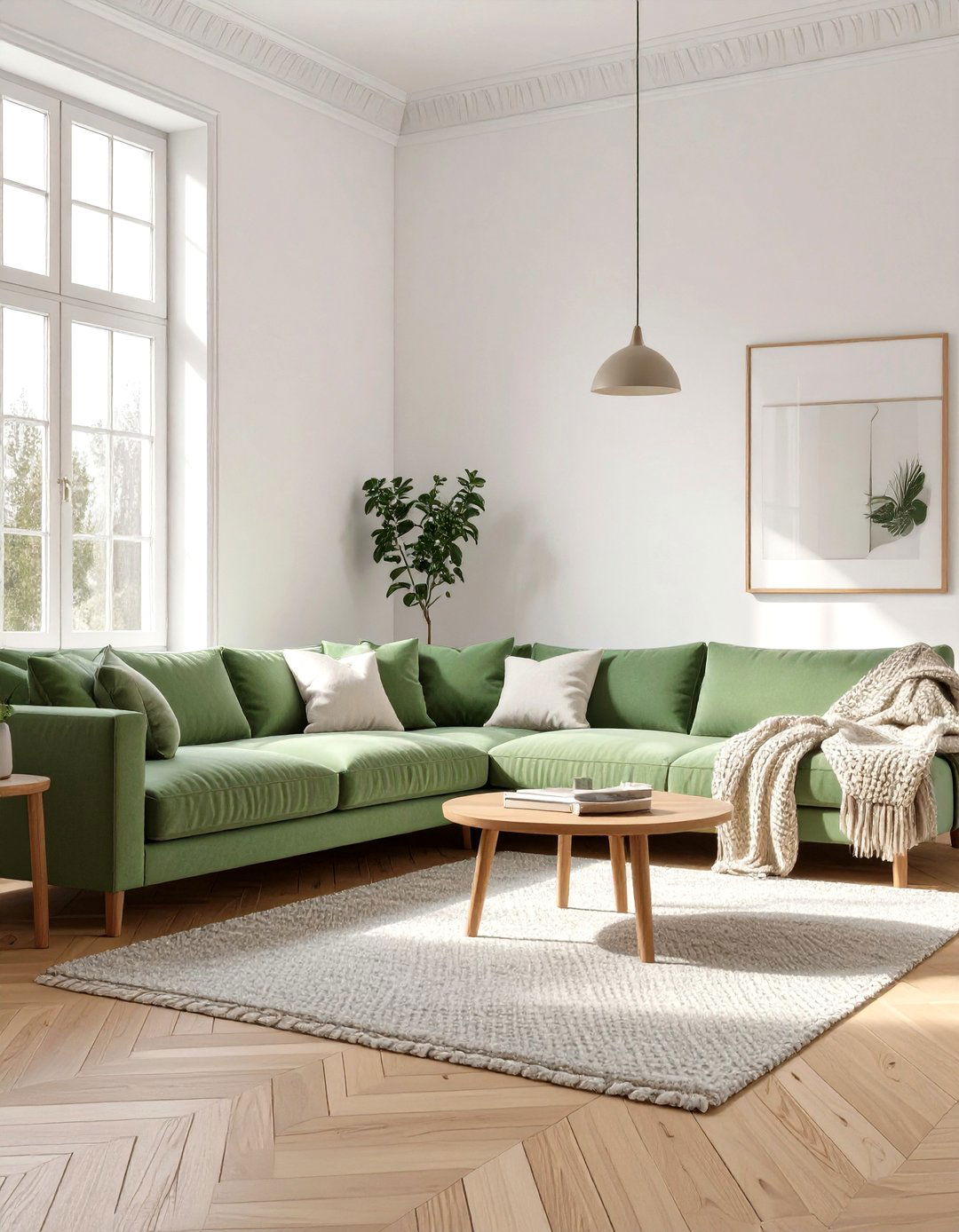 Sage Green Couch In A Scandinavian Design - 30 green couch living room ideas