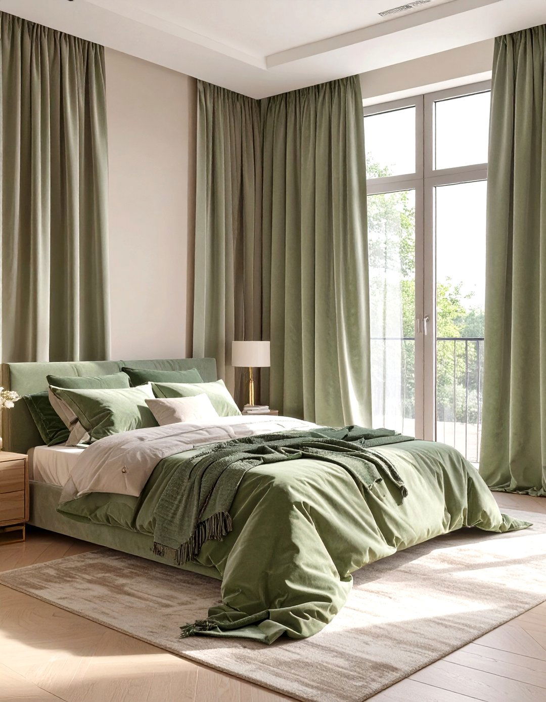 Sage Green Curtains as a Focal Point - 30 sage green bedroom ideas