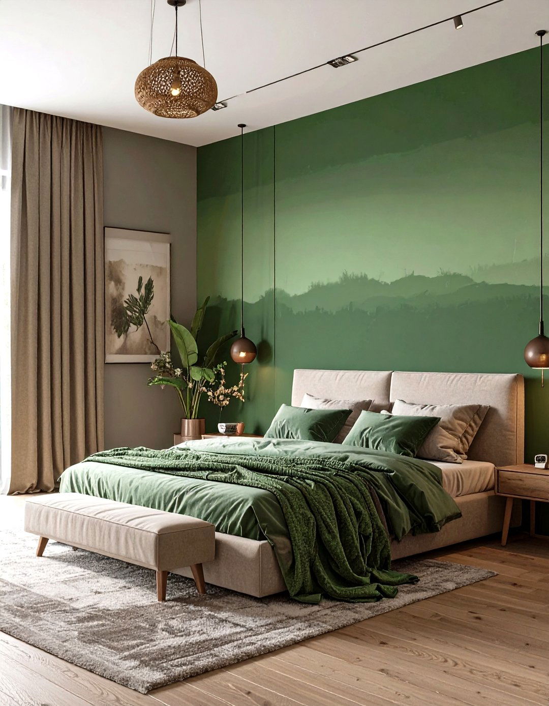 Sage Green Ombre Wall Bedroom - 30 modern sage green bedroom ideas