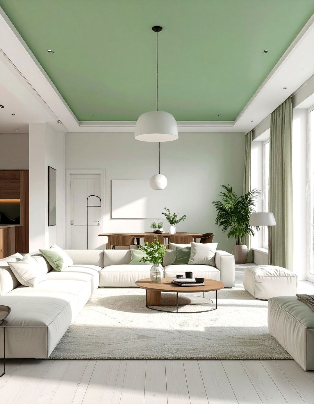 Sage Green Painted Ceiling - 30 sage green living room ideas