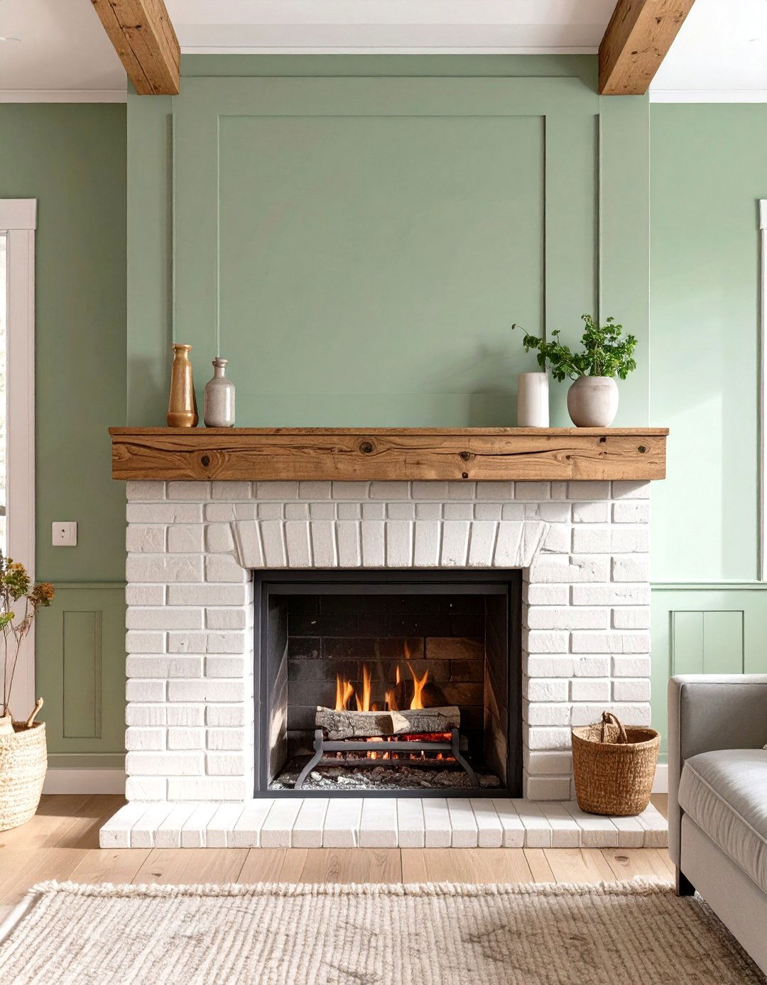 Sage Green Painted Fireplace Surround - 30 sage green living room ideas