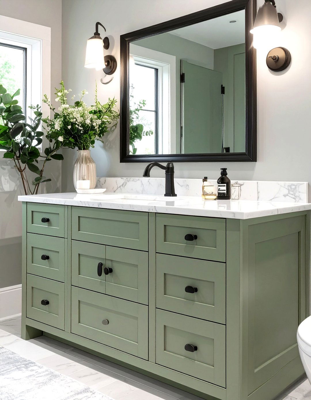 Sage Green Painted Vanity - 30 sage green bathroom ideas