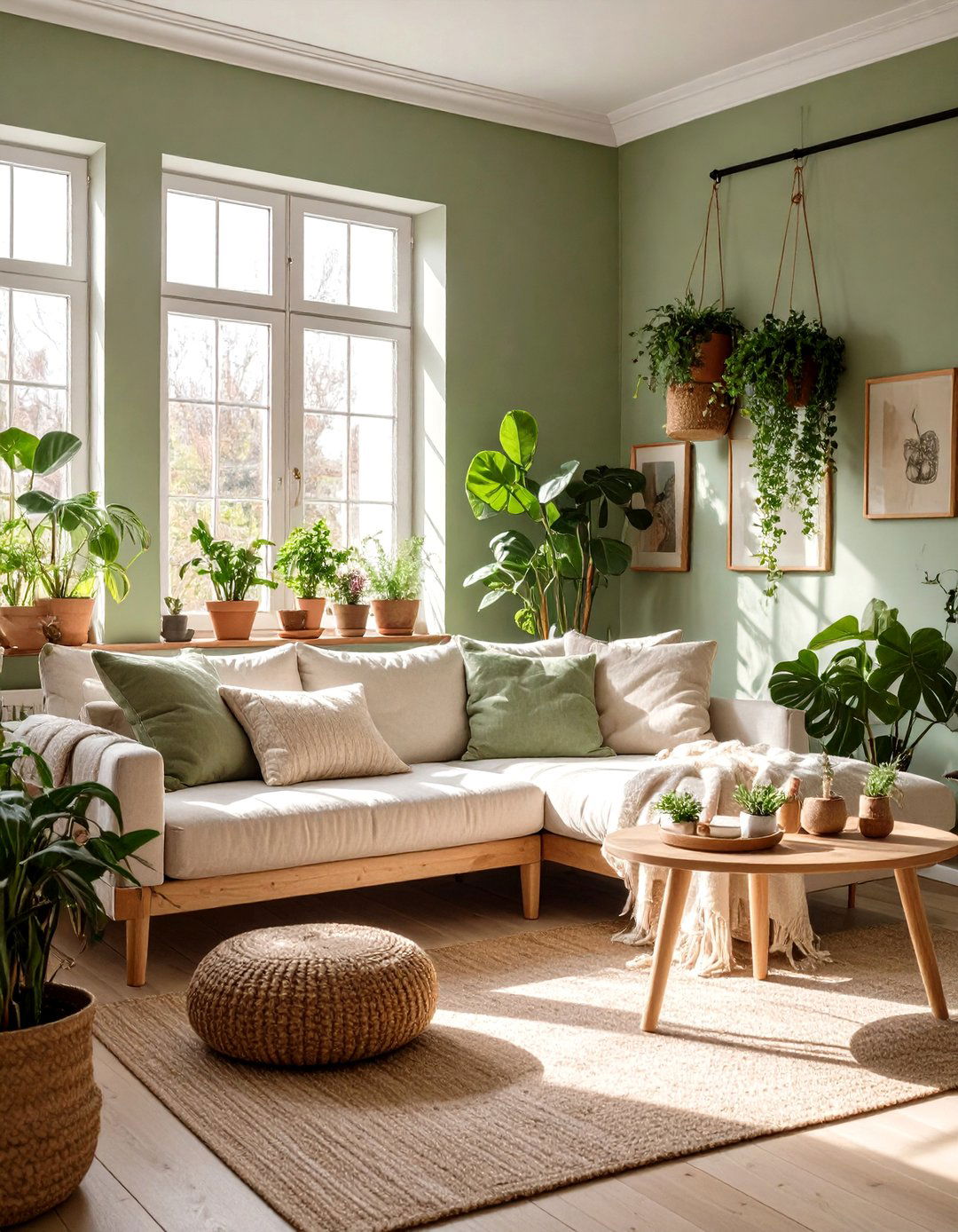 Sage Green Sanctuary Living Room - 30 color trends 2025 living room interior design trends 2025
