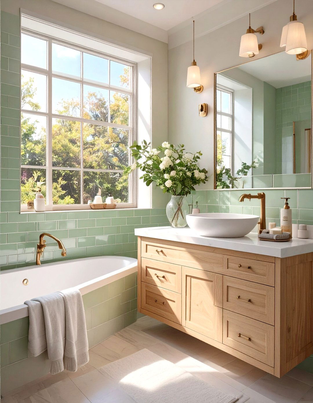 Sage Green Subway Tile Backsplash - 30 sage green bathroom ideas
