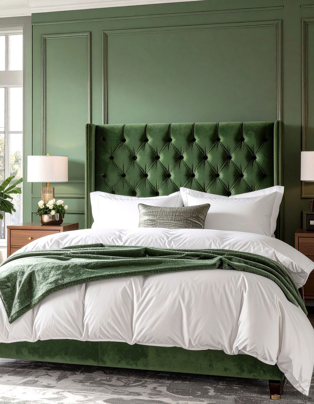 Sage Green Upholstered Headboard - 30 sage green bedroom ideas