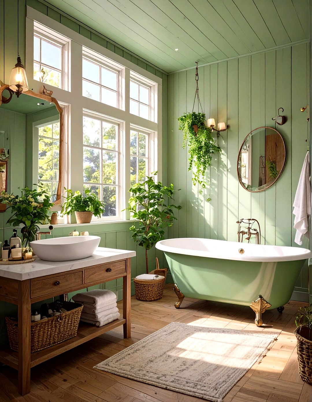 Sage Green Vertical Shiplap Walls - 30 sage green bathroom ideas