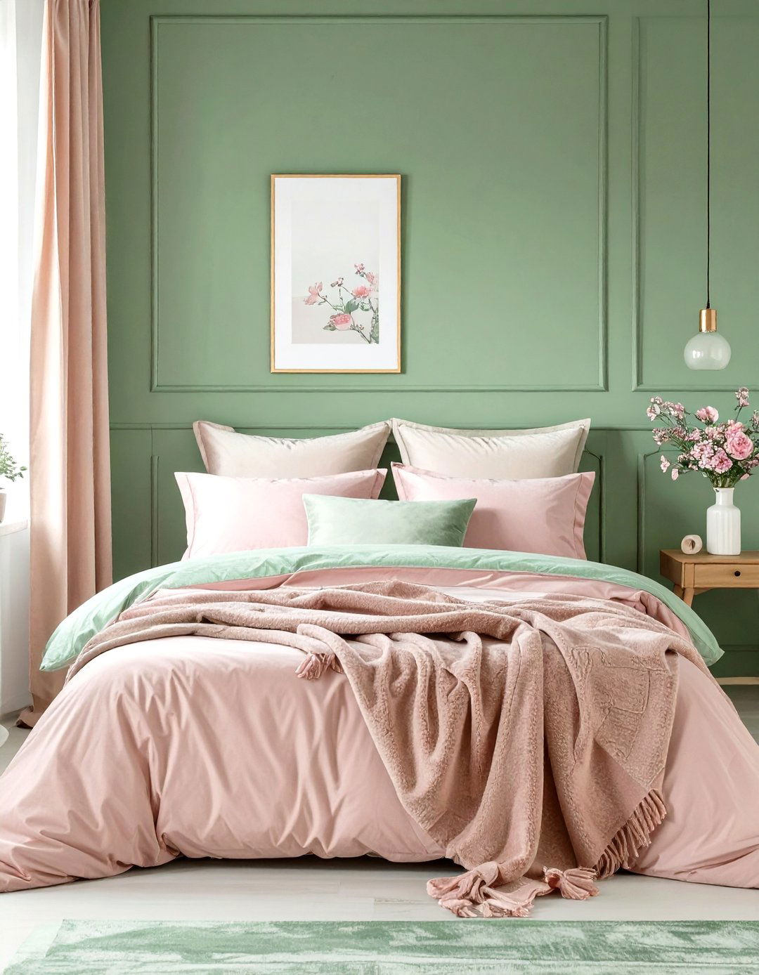 Sage Green and Blush Pink Bedroom - 30 sage green bedroom ideas
