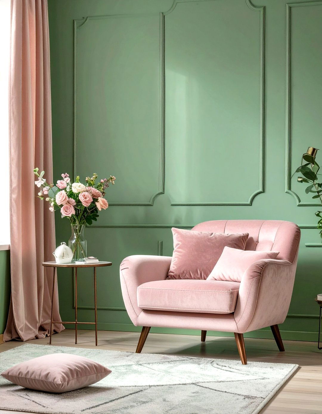 Sage Green and Blush Pink Combination - 30 sage green living room ideas