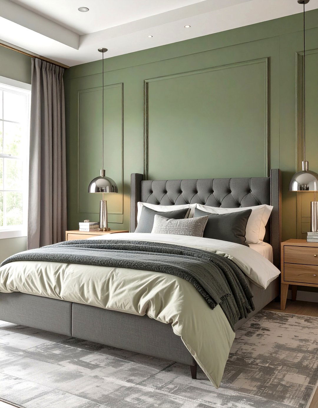 Sage Green and Charcoal Grey Bedroom - 30 modern sage green bedroom ideas