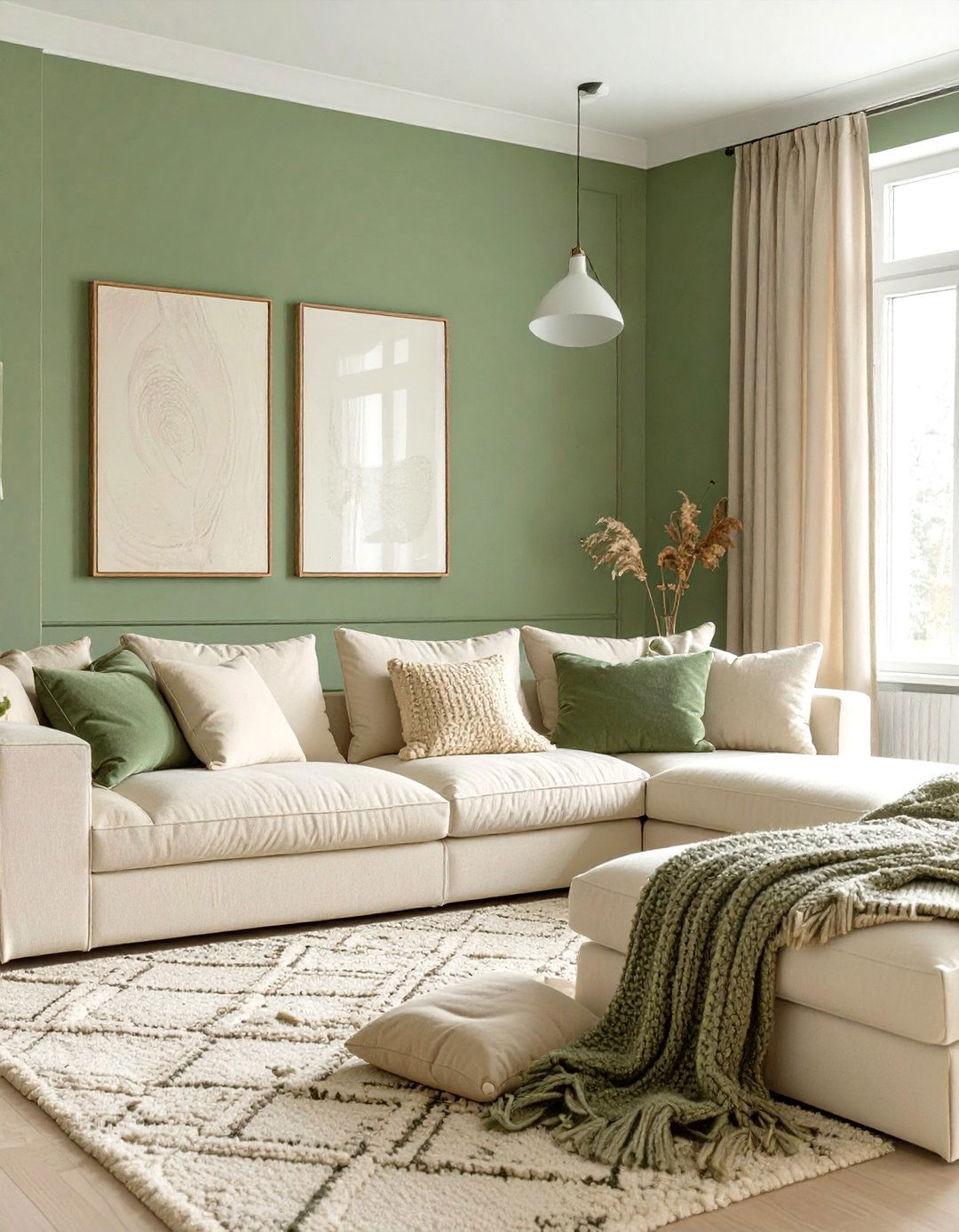 Sage Green and Cream Color Scheme - 30 sage green living room ideas