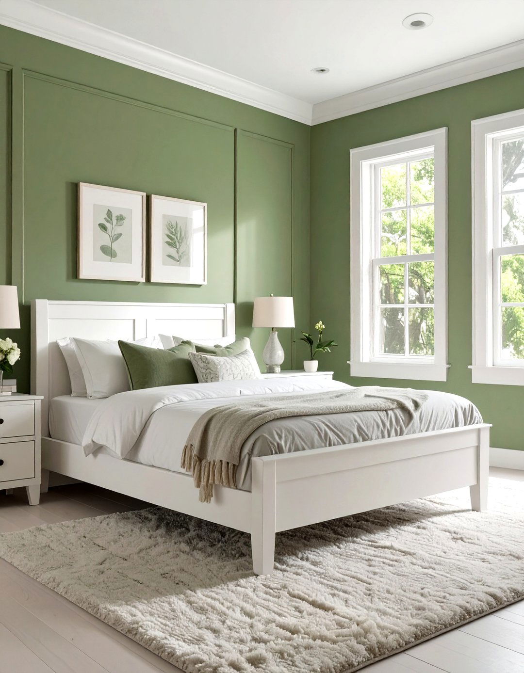 Sage Green and Crisp White Bedroom - 30 sage green bedroom ideas