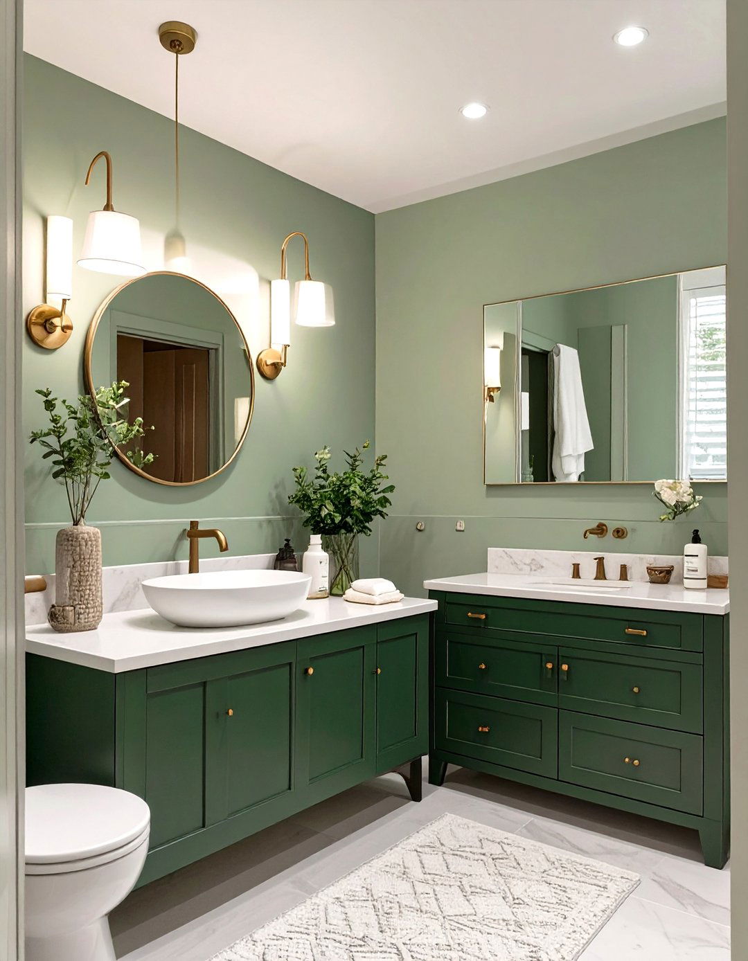 Sage Green and Darker Green Tones - 30 sage green bathroom ideas