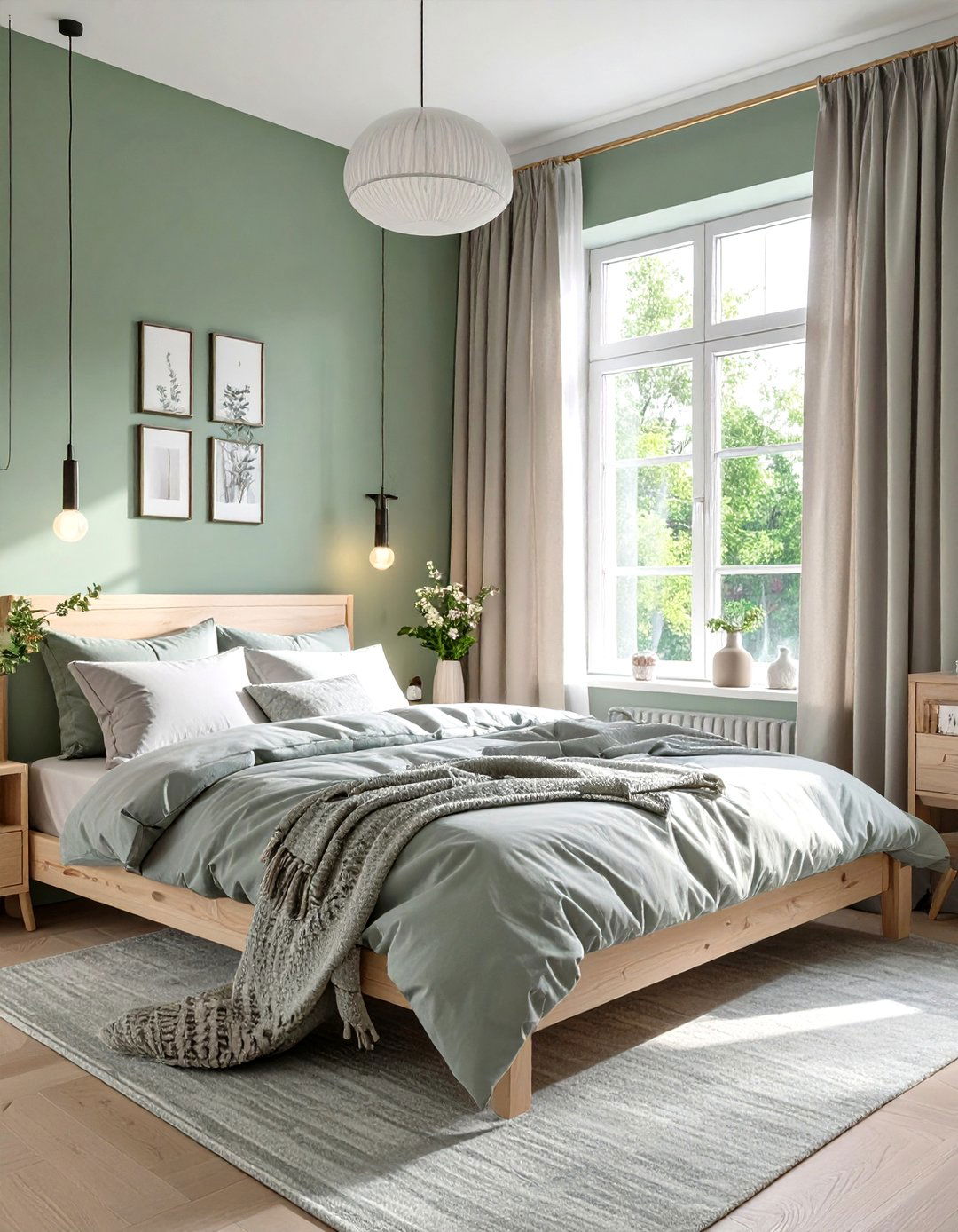 Sage Green and Light Grey Bedroom - 30 modern sage green bedroom ideas