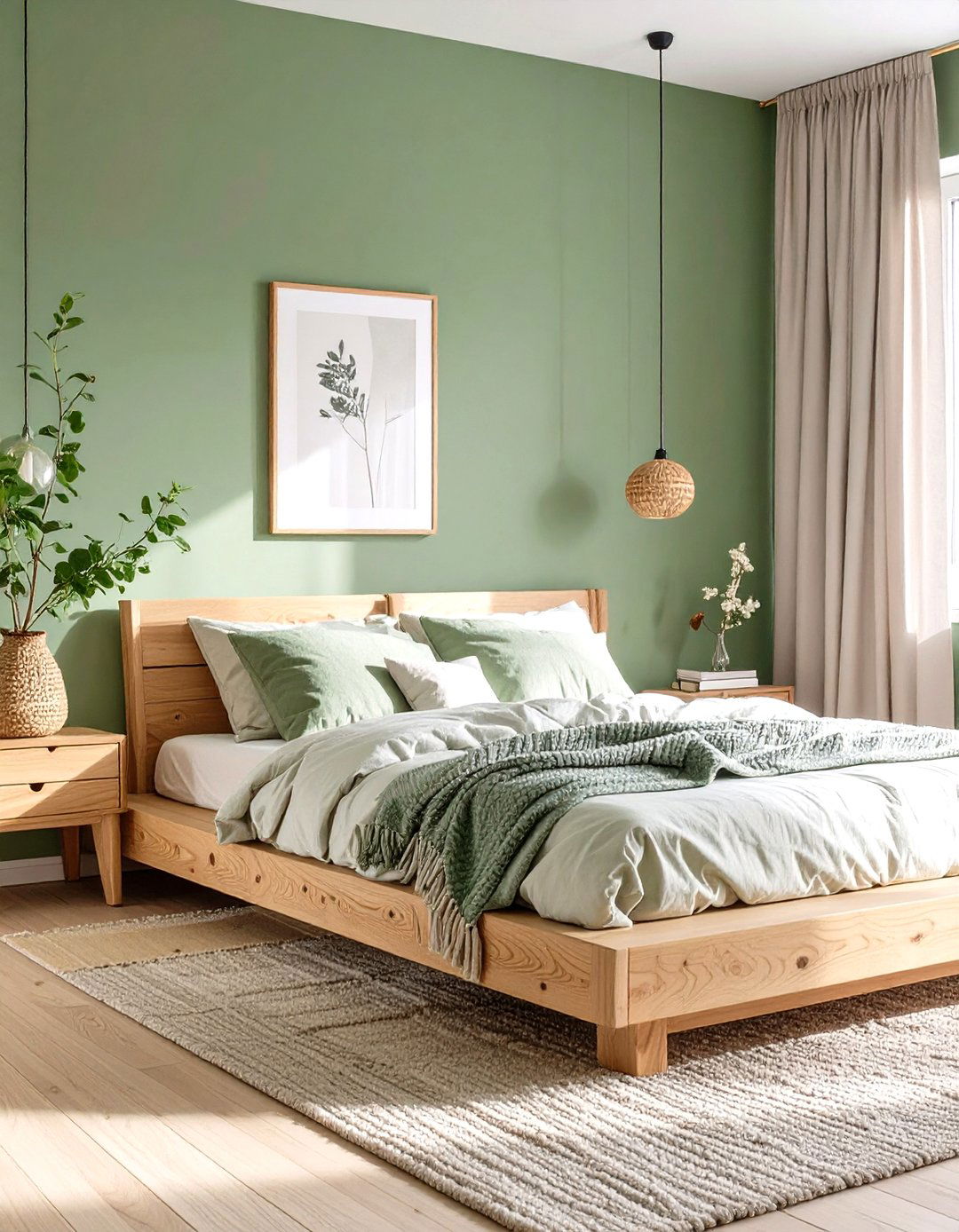 Sage Green and Light Wood Bedroom - 30 sage green bedroom ideas